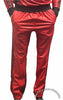 Bruno Red and Black Faux Leather 3-Stripe Wind Pants