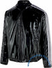 Bruno Black Shiny PVC Vinyl PU Plastic 3-Stripe Bomber Jacket