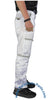 Countdown White Shiny Nylon Parachute Pants with Grey Zippers