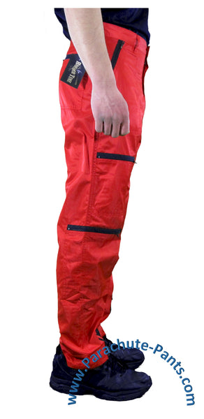 Hammer Time Blue Nylon Parachute Pants with Grey Zippers