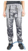 Countdown Grey Shiny Nylon Parachute Pants w/ Long Black Zippers