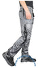 Countdown Grey Shiny Nylon Parachute Pants w/ Long Black Zippers