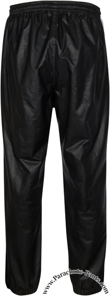 Bruno Black Faux Leather 3-Stripe Wind Pants