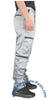 Panno D'Or Grey Nylon Parachute Pants with Black Zippers