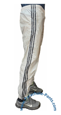 Bruno Grey Thin Shiny Nylon 3-Stripe Wind Pants