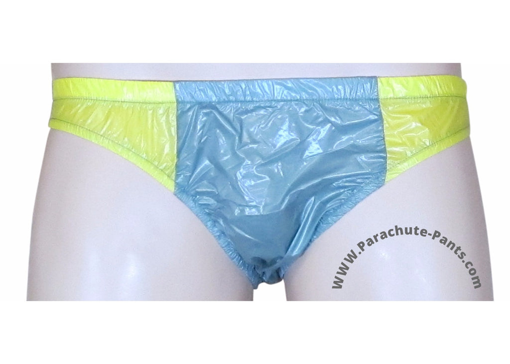 Bruno Grey/Yellow Shiny Plastic Nylon Underwear Shorts