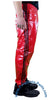 Bruno Red Shiny Nylon/Plastic 3-Stripe Wind Pants