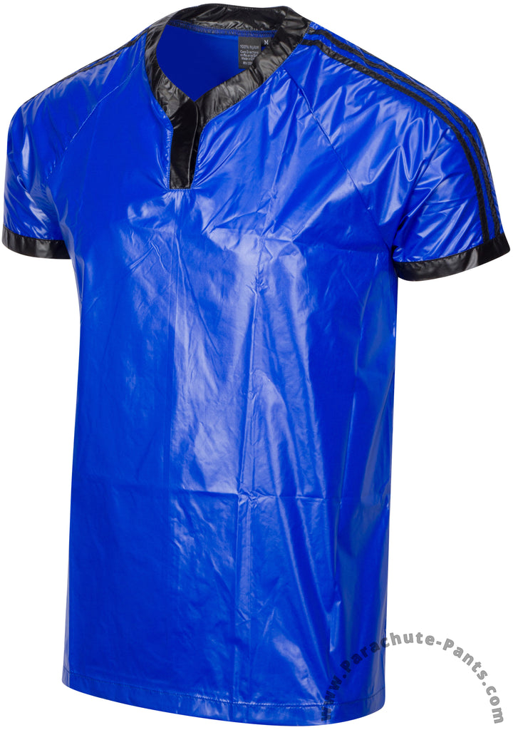 Bruno Blue 3-Stripe Plastic Nylon T-Shirt