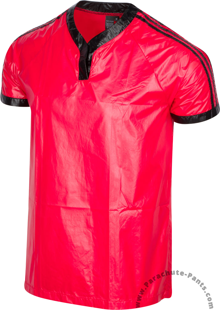 Bruno Red 3-Stripe Plastic Nylon T-Shirt