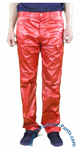 Countdown Red Shiny Nylon 5-Button Jeans