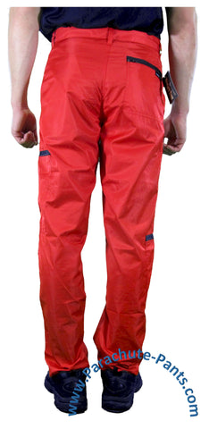 Hammer Time Red Nylon Parachute Pants with Black Zippers | The ...