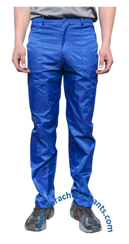 Countdown Blue Classic Nylon Parachute Pants with Blue Zippers