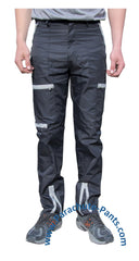 Countdown Black Classic Nylon Parachute Pants with Grey Zippers