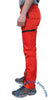 Countdown Red Classic Nylon Parachute Pants with Black Zippers