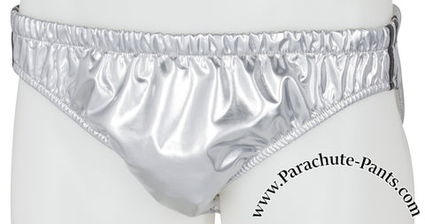 Bruno Silver Shiny PVC Vinyl PU Plastic 3-Stripe Underwear