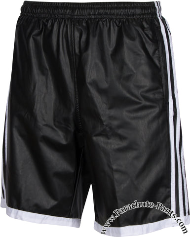 Bruno Black Faux Leather 3-Stripe Shorts