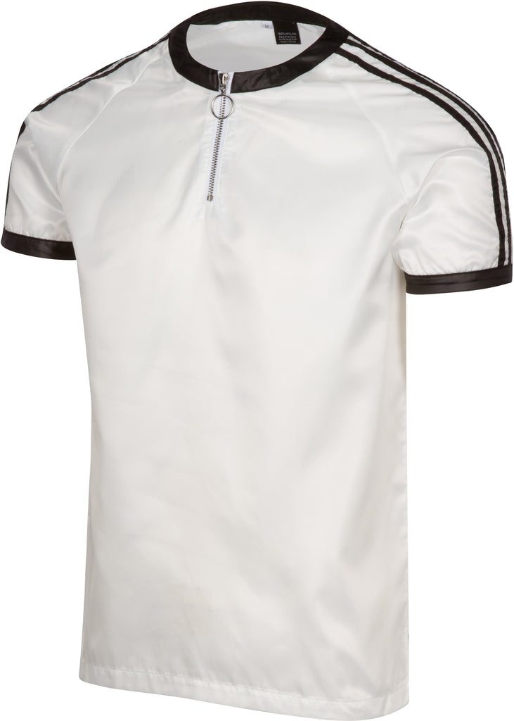 Bruno White 3-Stripe Nylon T-Shirt