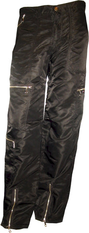 Panno D'Or Black Nylon Parachute Pants with Steel Zippers